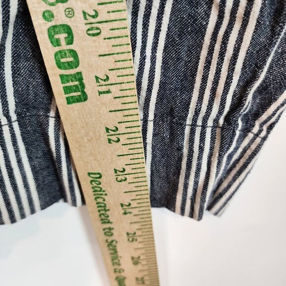 Madewell Linen Cotton Blend Paperbag Pants High Rise Blue Railroad Stripe Pant 4 - Picture 13 of 13